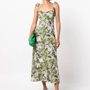 Reformation Nikita Tie Shoulder Midi Dress Tropical Floral Size 6